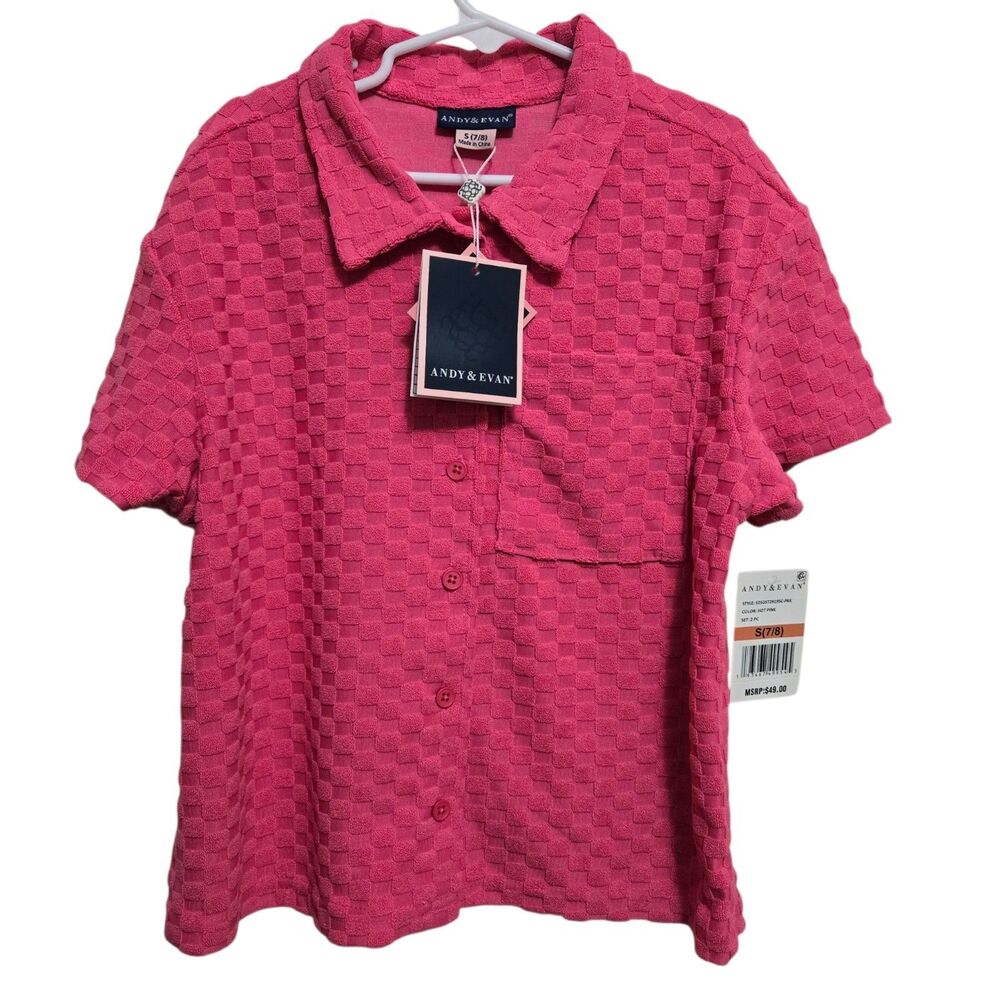 Andy & Evan Summer Top & Shorts Set Hot Pink Girl's Size Small 7/8 NEW